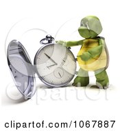 Poster, Art Print Of 3d Tortoise With A Pocket Watch