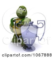 Poster, Art Print Of 3d Tortoise With A Trophy Cup
