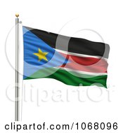 3d Flag Of South Sudan Waving On A Pole