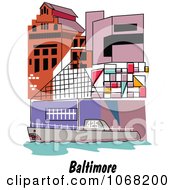 Poster, Art Print Of Baltimore Maryland Ship And Building Scene