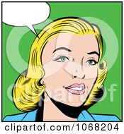 Clipart Pop Art Styled Talking Blond Woman Royalty Free Vector Illustration by brushingup
