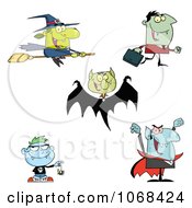 Poster, Art Print Of Halloween Witch Vampires And Zombies