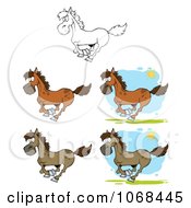 Clipart Galloping Horses Royalty Free Vector Illustration