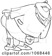 Clipart Outlined Man Mooning And Bending Over Royalty Free Vector Illustration by djart
