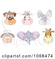 Poster, Art Print Of Dog Cow Rabbit Sheep Elephant And Giraffe Faces