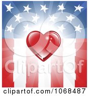Poster, Art Print Of Red Heart Over An American Flag