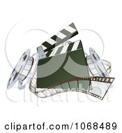 3d Film Reels And A Clapper Board