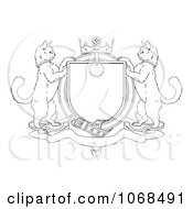 Poster, Art Print Of Outlined Cat Coat Of Arms Shield
