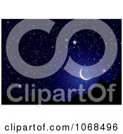 Clipart Bright Star And Moon Above Mountains Royalty Free Vector Illustration by michaeltravers