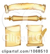 Clipart 3d Parchment Banners And Scrolls Royalty Free Vector Illustration
