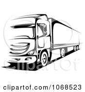 Poster, Art Print Of Black And White Big Rig Truck 1