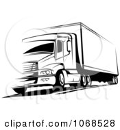 Poster, Art Print Of Black And White Big Rig Truck 2