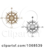 Poster, Art Print Of Silver And Gold Compasses