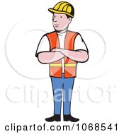 Clipart Construction Worker With Folded Arms Royalty Free Vector Illustration