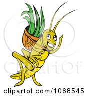 Clipart Grasshopper With A Basket Royalty Free Vector Illustration by patrimonio