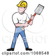 Poster, Art Print Of Construction Worker Holding A Spade