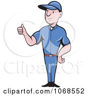 Clipart Handyman Holding A Thumb Up Royalty Free Vector Illustration