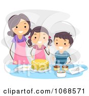 Poster, Art Print Of Mom And Kids Making A Cake