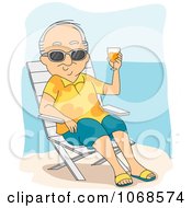 Retired Man Sun Bathing On The Coast