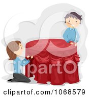 Clipart Restaurant Workers Setting A Table Royalty Free Vector Illustration