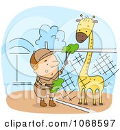 Zookeeper Feeding A Giraffe