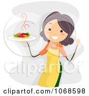 Poster, Art Print Of Happy Woman Holding A Plate