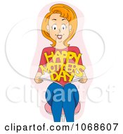 Clipart Woman Opening A Mothers Day Card Royalty Free Vector Illustration