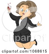 Retired Businesswoman Jumping With Wine