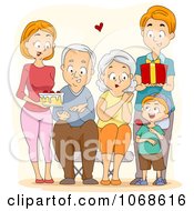 Poster, Art Print Of Happy Family Presenting Their Grandparents With Gifts