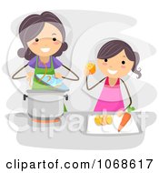 Mom And Daughter Cooking