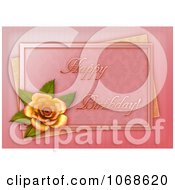 Clipart Yellow Rose And Pink Happy Birthday Greeting Royalty Free CGI Illustration