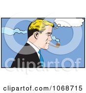 Poster, Art Print Of Pop Art Businessman Smoking A Pipe