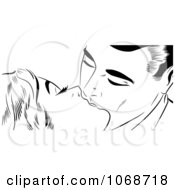 Clipart Pop Art Couple Kissing Black And White Royalty Free Illustration by brushingup