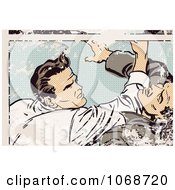 Clipart Grungy Pop Art Men Fighting Royalty Free Vector Illustration