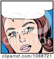 Clipart Pop Art Crying Brunette Woman Talking Royalty Free Vector Illustration by brushingup