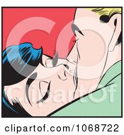Pop Art Couple Kissing Over Red