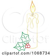 Poster, Art Print Of Christmas Candle And Holly Outline