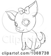 Poster, Art Print Of Outlined Female Chihuahua With A Bow