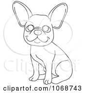 Poster, Art Print Of Outlined French Bulldog Sitting