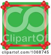 Poster, Art Print Of Red Ribbon Border And Green Christmas Copyspace