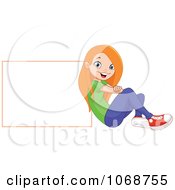 Clipart Red Haired Girl And Sign Royalty Free Vector Illustration