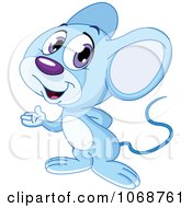 Poster, Art Print Of Cute Blue Mouse Presenting