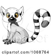 Clipart Cute Lemur Sitting Royalty Free Vector Illustration by Pushkin