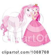 Poster, Art Print Of Princess Petting A Pink Horse