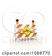3d Under Construction Sign And Barrier