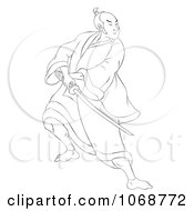 Poster, Art Print Of Sketched Samurai Warrior Fighting 4