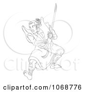 Poster, Art Print Of Sketched Samurai Warrior Fighting 3