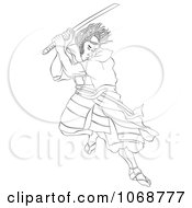 Poster, Art Print Of Sketched Samurai Warrior Fighting 2