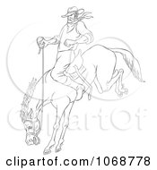 Poster, Art Print Of Sketched Cowboy On A Bucking Bronco