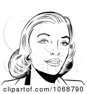 Clipart Pop Art Woman In Black And White Royalty Free Vector Illustration by brushingup